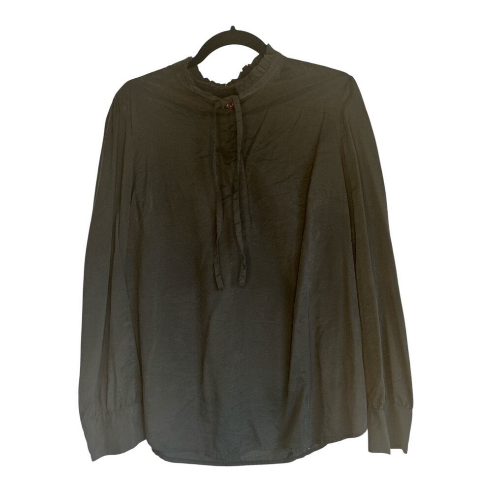 Merona Ruffle Neck Shirt, Charcoal, Large